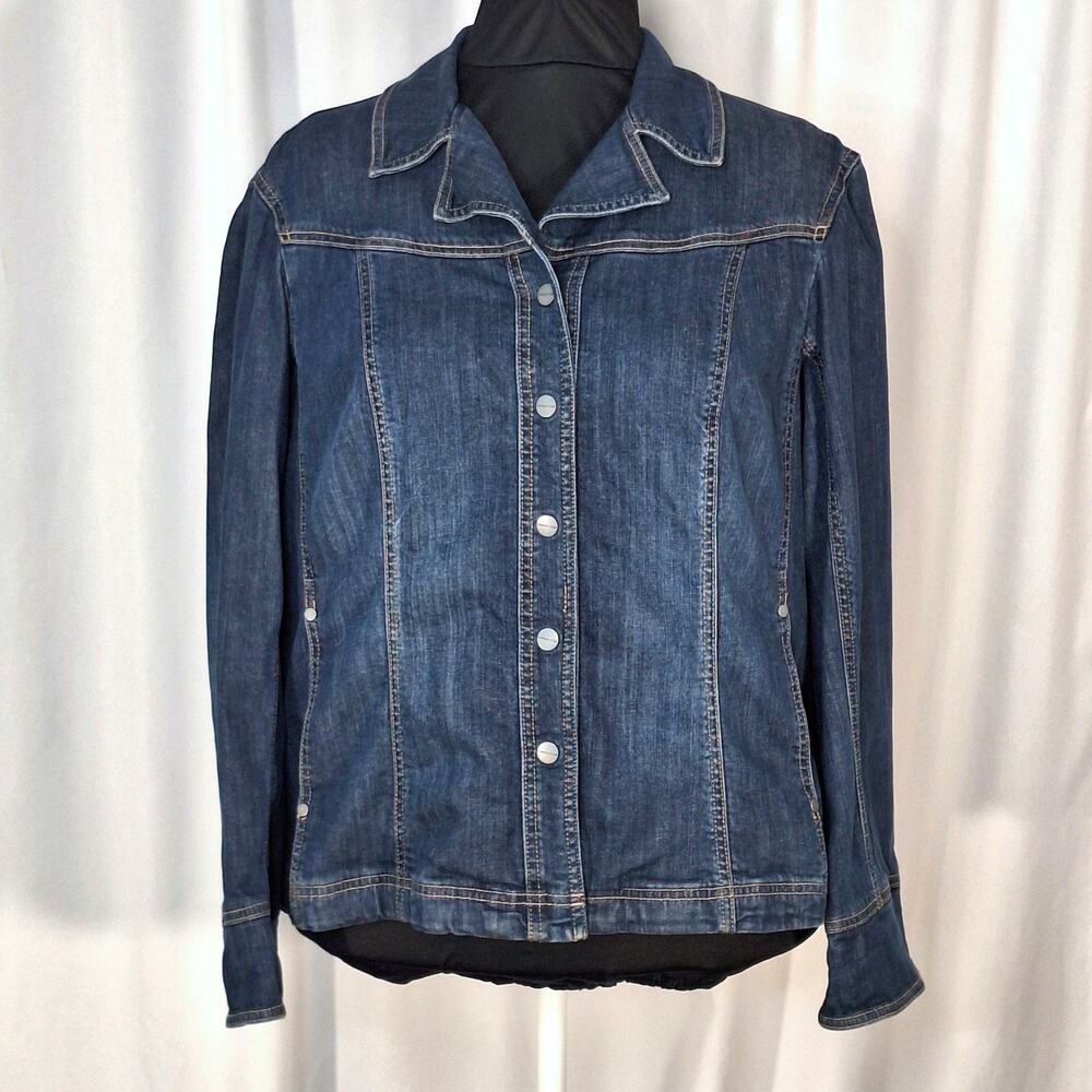 Coldwater Creek Womens 20W Blue Denim Snap Front Jean Jacket Casual Stretch Plus